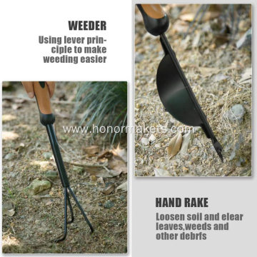 9 PCS garden tool set Carbon Steel gardening Heavy Duty hand tool Ergonomic Soft Rubber Handle Garden Tools for Men Women Gift